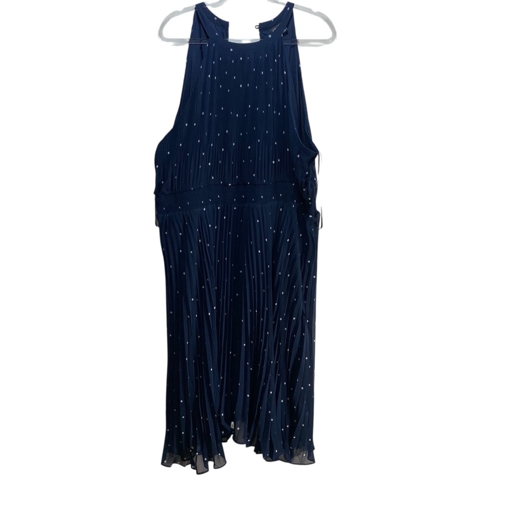 City Chic Plus Halter Chiffon Paris Spot Midi Dress Polka Dot Navy White XXL - Picture 4 of 11